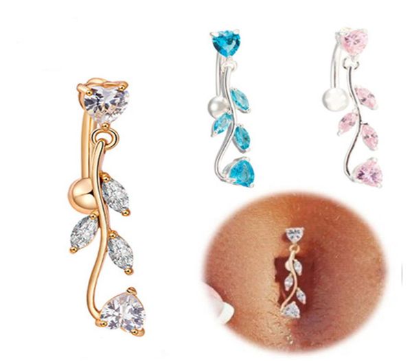 

allergic gold plated lovely leaf navel ring bar belly button rings piercing navel body jewelry for lady6161948, Silver