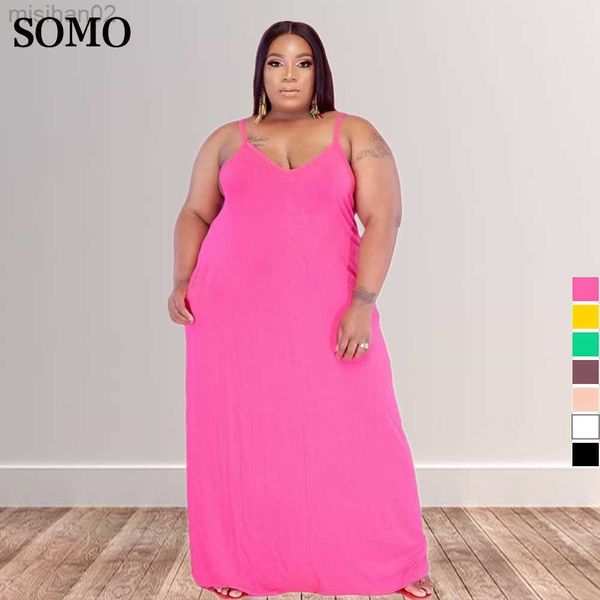 

basic casual dresses fashion maxi dresses women's solid color sling plus size 5x fashion v collar loose elegant dress wholesale dropshi, Black;gray