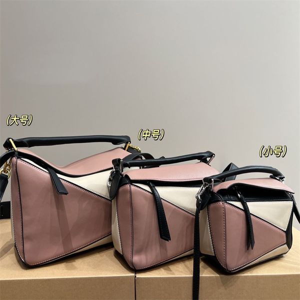 

designer bag genuine leather puzzle handbag momen loewse shoulder bags clutch totes cross body geometry square contrast color patchwork purs