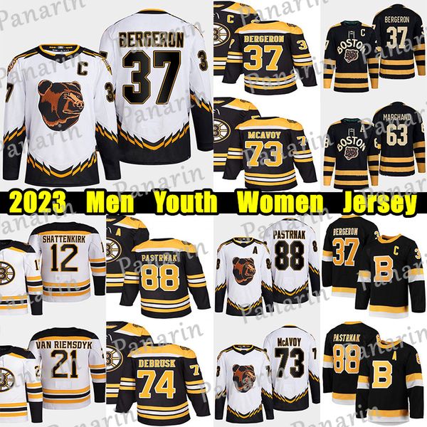 

#88 david pastrnak reverse retro hockey jersey #37 patrice bergeron charlie mcavoy jake debrusk kevin shattenkirk a.j. greer brad marchand l, Black;red