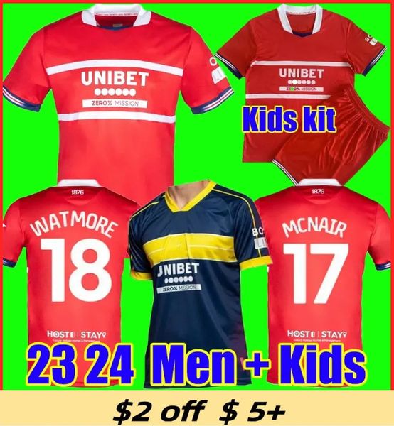

2023 2024 middlesbrough soccer jerseys home 23 24 tavernier payero howson mcnair bola birmingham football shirt uniforms men and kids kits h, Black;yellow