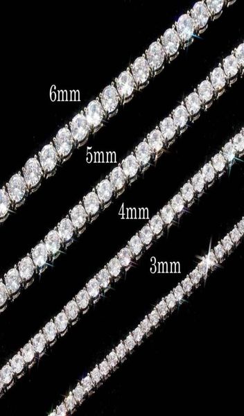 

3456mm wide mens womens shining tennis chain necklace white round cubic zircons simulated diamond jewelry8756955, Silver