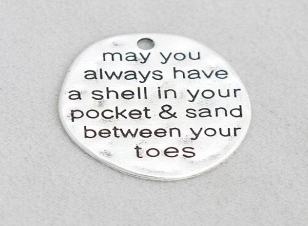 

alloy message charms may you always have a shell in your pocket sand between your toes dog tag charms 50pcslot aac12716334618, Bronze;silver