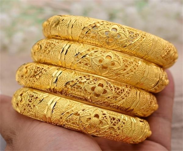 

4pcs gold jewelry dubai gold color bangles for women girls ethiopian bangles bracelets ethiopian jewelry bangles gift 2012268736345, Black