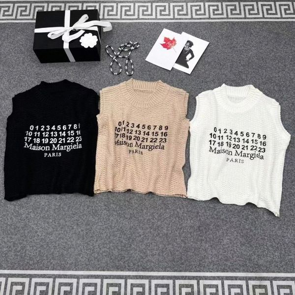 

winter autumn womens knits tees sleeveless knitted vest print number loose fashion party vest x6mp#, White