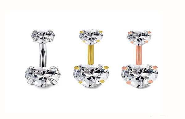 

whole fashion heart crystal personality belly button rings piercing zircon gift body jewelry navel piercing rings2354173, Silver