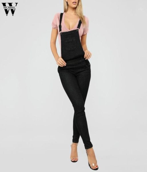 

womail denim overalls for women mom black jeans with pockets high waist skinny casual long rompers female pants jeans 201914204348, Blue