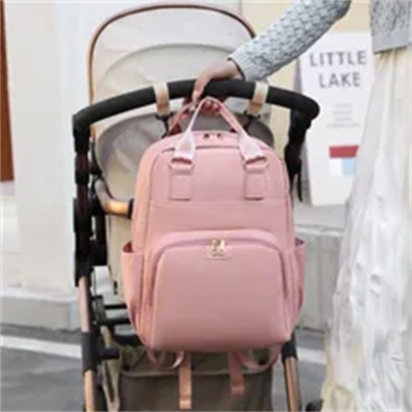 

folding mommy bag lightweight portable folding crib bed large-capacity baby backpack female mommy outting bag mummy bag a3, Black