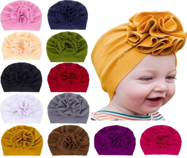 

lovely bloom flower baby hat kids elastic headband baby turban hats for girls fabric headwrap infant babes beanie caps35156851243356, Slivery;white