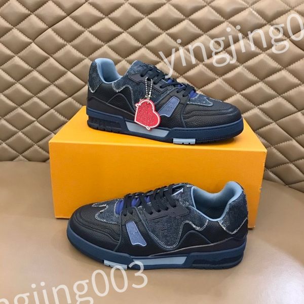 

2023 new designer sneakers classic men trainer casual shoes vintage platform trainers denim shoes rubber canvas leather sneaker rd220803, Black