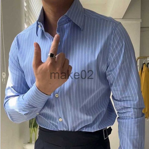 

men's casual shirts spring british casual stripe shirt retro shirt dress camisa masculina social italian 2023 spring men long sleeve st, White;black
