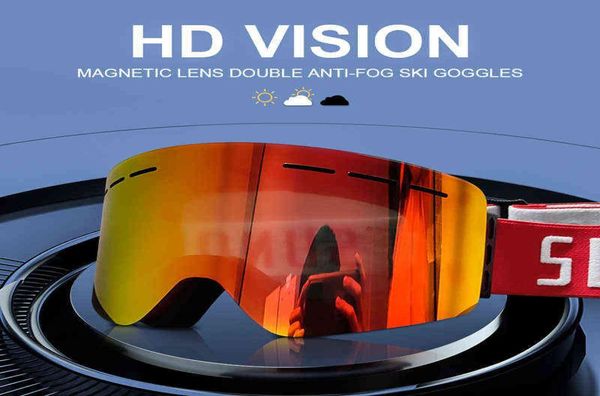 

magnetic snowboard goggles professional winter ski goggles double layers lens antifog uv400 skiing snow lenses for men women 22013225170