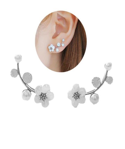 

stud 1pair korean women earrings trendy faux pearl twig ear studs golden color silver for girls fashion jewelry1664334, Golden;silver