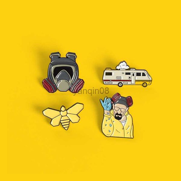 

pins brooches breaking bad enamel pins backpack hat bag collar lapel badges fried chicken metal cartoon brooch men women fashion jewelry gif, Gray