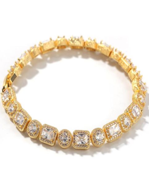 

iced out chain bracelet square round mens silver gold bracelets fashion hip hop jewelry9350311, Black