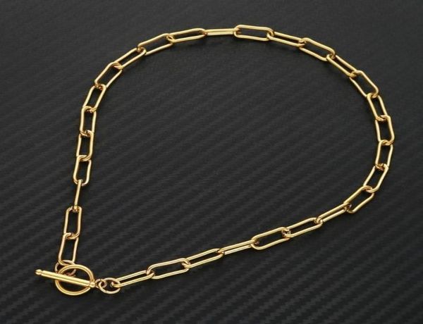 

chokers toggle clasp choker stainless steel ot buckle thick chain necklaces for women goldsilver color metal4284410, Golden;silver