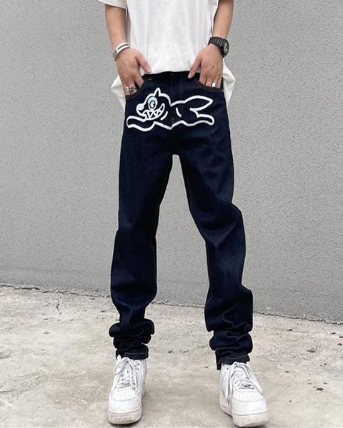 

men039s jeans high street men flying dog print straight loose casual denim pant vintage harajuku washed trousers hip hop street4975434, Blue