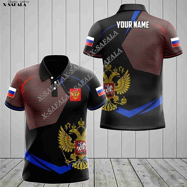 

russia coat of arms country flag 3d printe elasticity men thin polo shirt collar short sleeve street wear casual tee shirts, White;black