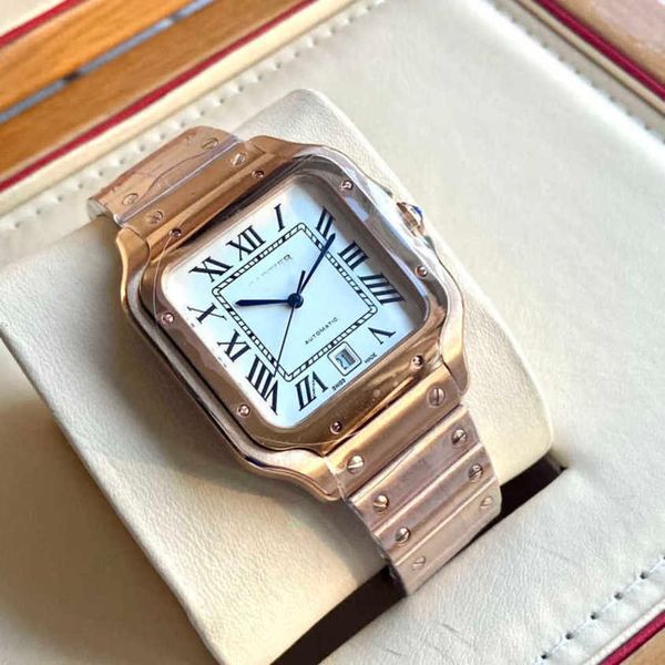 

desiger watch high qulity santos automatic movement watches 579b sapphire mirror date uhr montre carter with box perfect gift prx relojo hom, Slivery;golden
