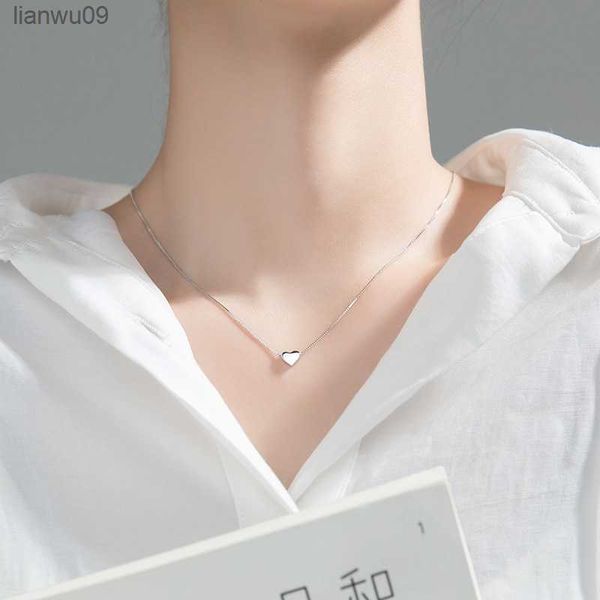 

fashion ladies 925 sterling silver sweet love necklace smooth shiny star pendant clavicle chain anniversary charm jewelry gift l230704