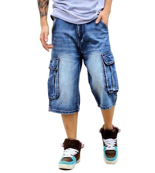 

men039s jeans mcikkny men hip hop baggy denim shorts loose skateboard streetwear for male washed6488791, Blue