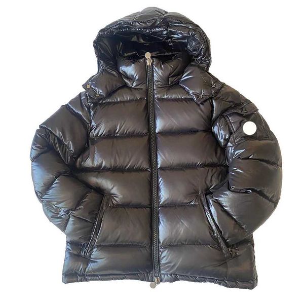 

mens puffer hooded down jackets with nfc designer classic style gray inside mens outerwear embroidered armband winter coats, Black