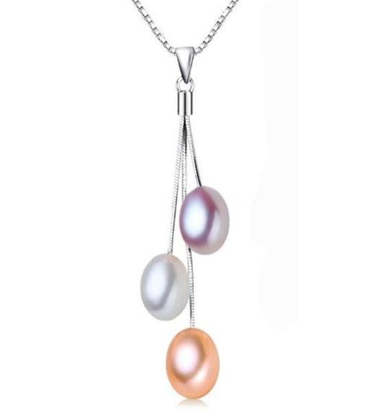 

fashion pearl necklace pearl jewelry 89mm multicolour natural pearl pendant 925 silver jewelry for women gift54909281699392
