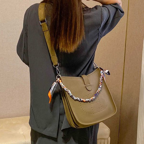 

evyne evelynn bag women's headlayer cowhide shoulder 2023 new h letter hollow out leather tote