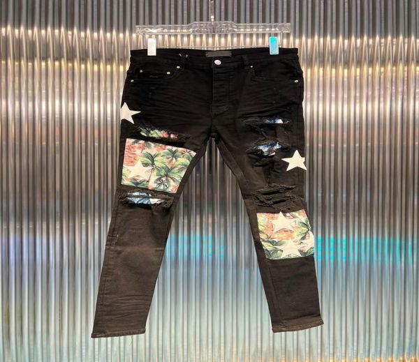 

20ss005 mens designer jeans distressed ripped biker slim fit motorcycle denim for men s fashion jean mans pants pour h6119731, Blue