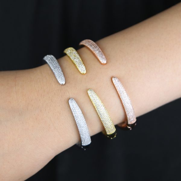 

fashion designer open adjustable size classic daily bracelet hip hop women men iced out paved bling cubic zirconia jewelry, Golden;silver