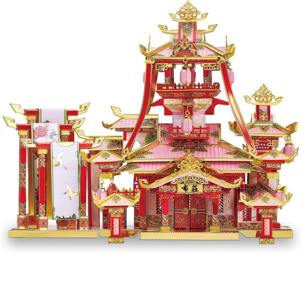 

piececool 3d metal puzzle cloth workshop ancient building model craft collection brain teaser stress relief toys handmade entertainment for