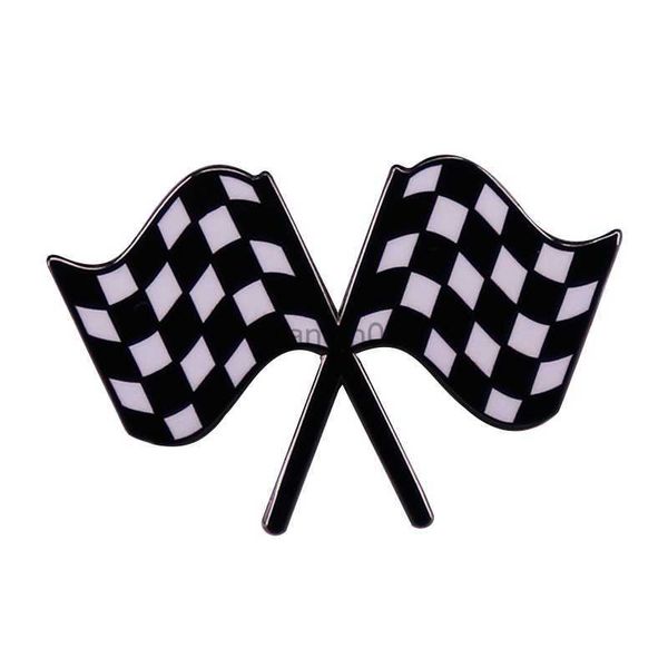 

pins brooches formula racing f1 chequered flag pin car champion brooch checkerboard badge raceway jewelry hkd230807, Gray