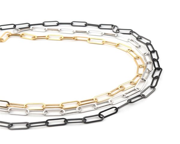 

304 stainless steel link cable chain necklace rose gold silver color oval paperclip chain jewelry women men 595cm45cm 1pc8713048