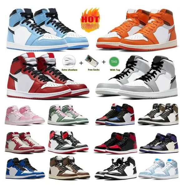 

designer men 1 basketball shoes 1s university blue leather rubber hyper royal dark mocha unc smoke grey ar non slip women sports sneakers tr, Black