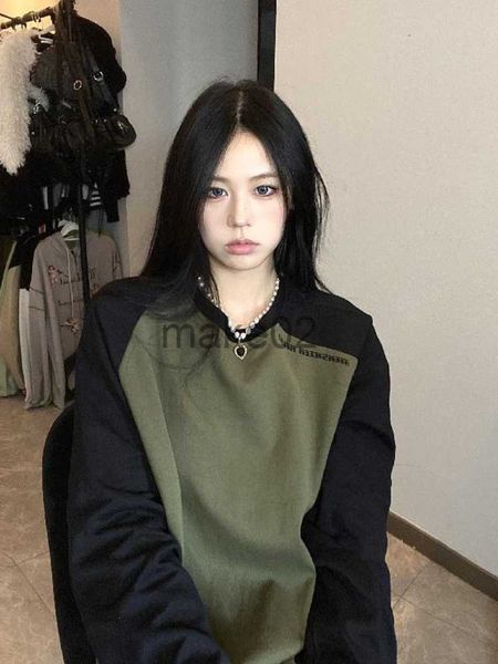 

women's hoodies sweatshirts y2k aesthetic long sleeve all match women patchwork contrast color loose casual o neck hoodies harajuku vi, Black