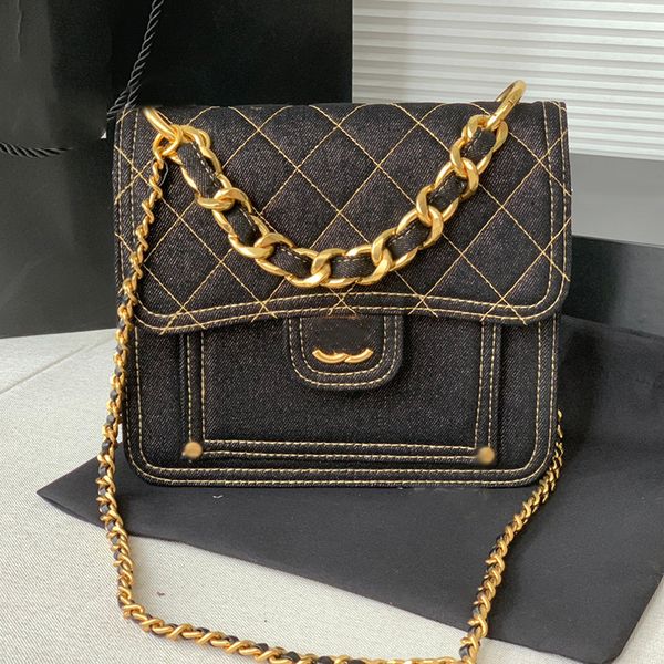 

designer womens shoulder bag solid color denim bag braided handle handbag tofu bags clamshell quilted hardware metal buckle purse handbag pu
