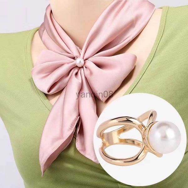 

pins brooches curved cross brooches imitation pearl silk scarf buckle brooch women shawl ring clip scarves fastener fashion jewelry gifts hk, Gray