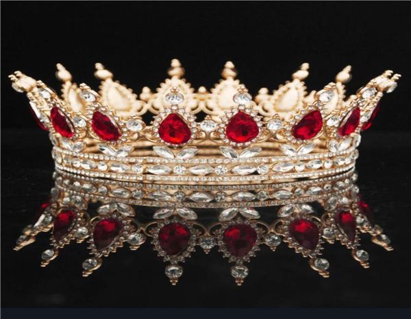 

round crystal crown diadem queen headdress metal gold colors tiaras and crowns prom pageant wedding hair jewelry accessories w01044711788, White;golden