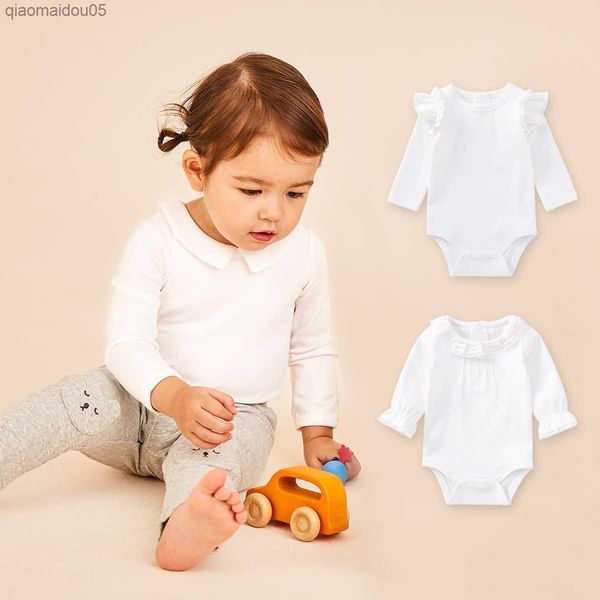 

pureborn newborn baby bodysuit solid basic baby onesies long or short sleeve bodysuit collared organic cotton baptism onesies l230712, Blue