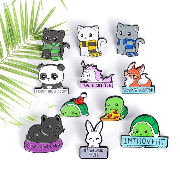 

cartoon animal enamel pins custom panda cat turtle fox rabbit brooches bag clothes lapel pin badges funny zoo jewelry zdl04083129240, Gray