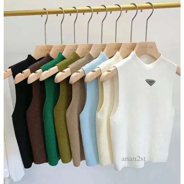 

designer womens vest t-shirt sweater women vests sweaters spring fall loose letter round neck pullover knit waistcoats sleeveless vest, White