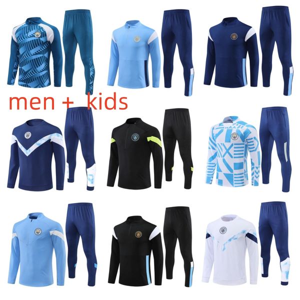 

haaland soccer jersey tracksuit de bruyne mans cities grealish sterling ferran mahrez manchesters foden 22 23 24 training suit uniforms men, Black