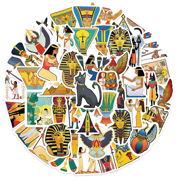 

50 pcs egyptian tour lapstickers for car fridge helmet ipad bicycle phone motorcycle ps4 book pvc diy decals kids toys decor