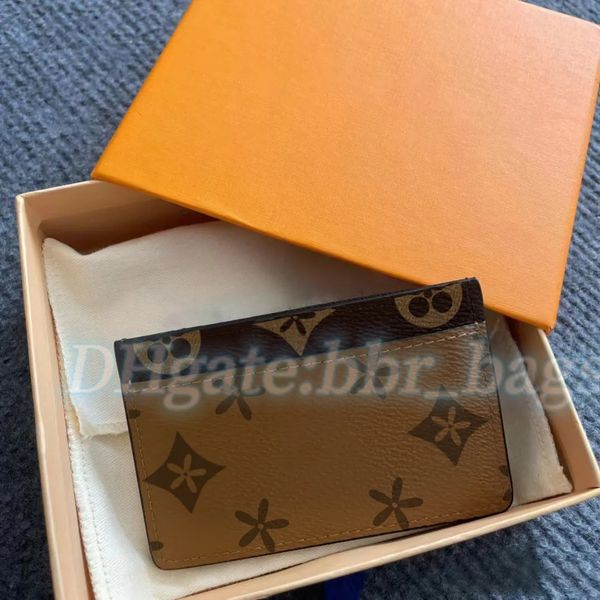 

m60703 cover brown flower fashion 3 credit card slots luxurys designer womens genuine leather mens coin purses key pouch lady id holder clas, Red;blue