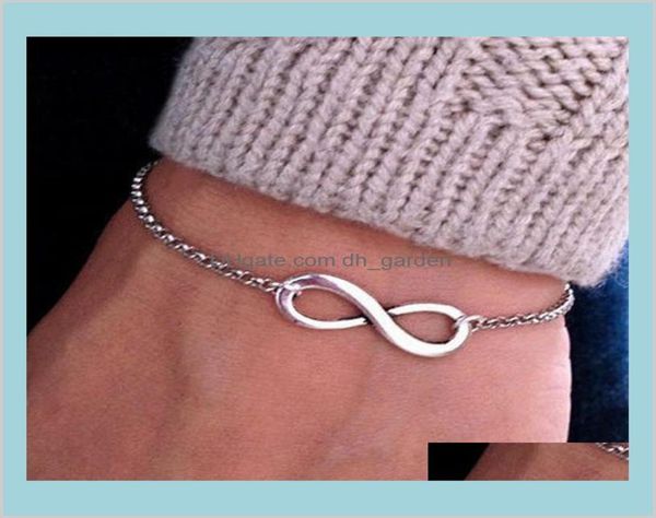 

ready stock fashion personalized infinity couple simple number 8 925 silver plated chain for womens hfqsl charm bracelets yum9s8669109, Golden;silver
