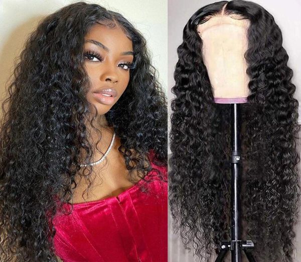 

water wave lace front wig 4x4 lace front human hair wigs for black women 28 30inch wet and wavy loose wave frontal wig6978843, Black;brown