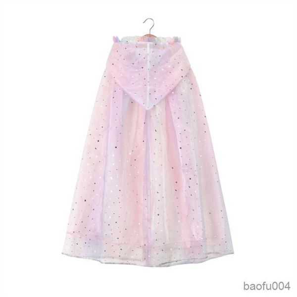 

girl's dresses 2023 musim semi baru pelangi putri jubah muda anak-anak selendang gadis gaun jubah bayi perempuan bertudung jala jubah r, Red;yellow