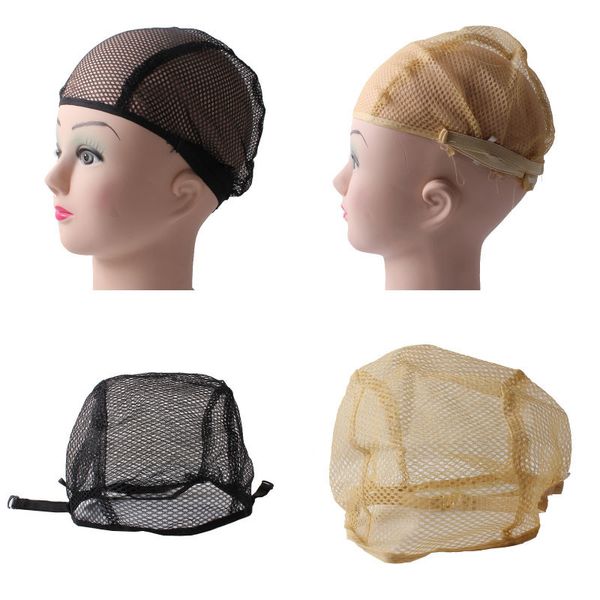

wig caps 10pcs nylon net wig cap for making wigs with adjustable stretch net strap on back wig cap for lace wigs black blonde two color 2308, Black;brown
