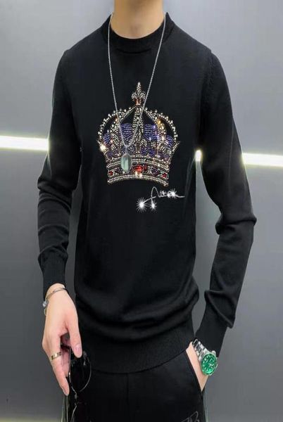 

winter new pullover casual men039s sweater round neck personalized crown diamond warm longsleeved oversized5488528, White;black