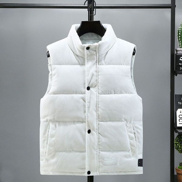 

winter thickened waistcoat down jacket men's stand collar bread coat sleeveless multi-color new loose large size cotton coat light love, Black